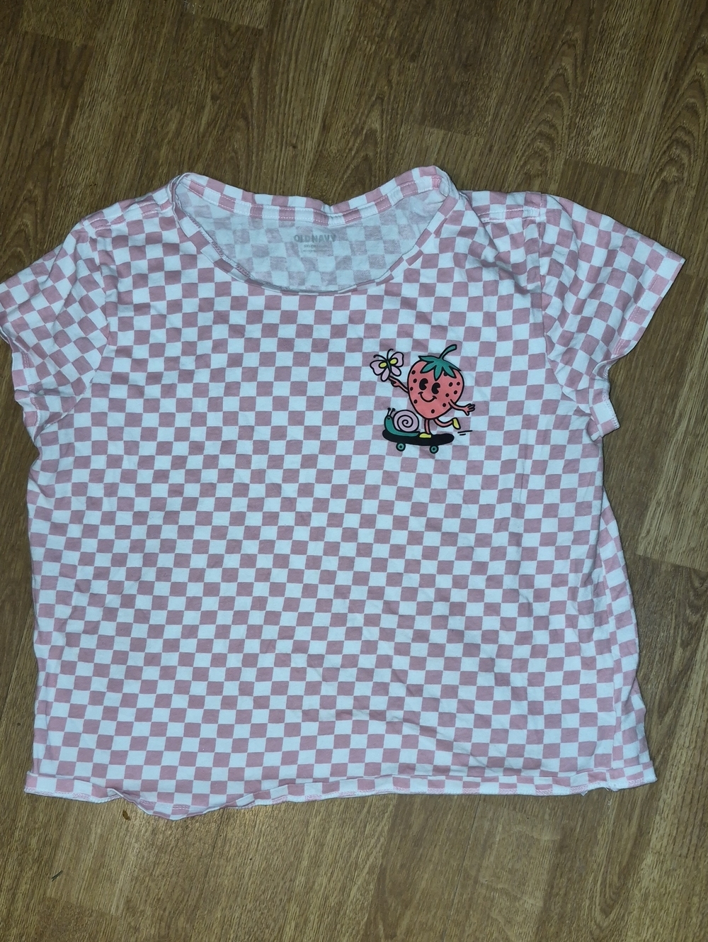 Pink Checkered Strawberry Graphic Tee - Girls XXL